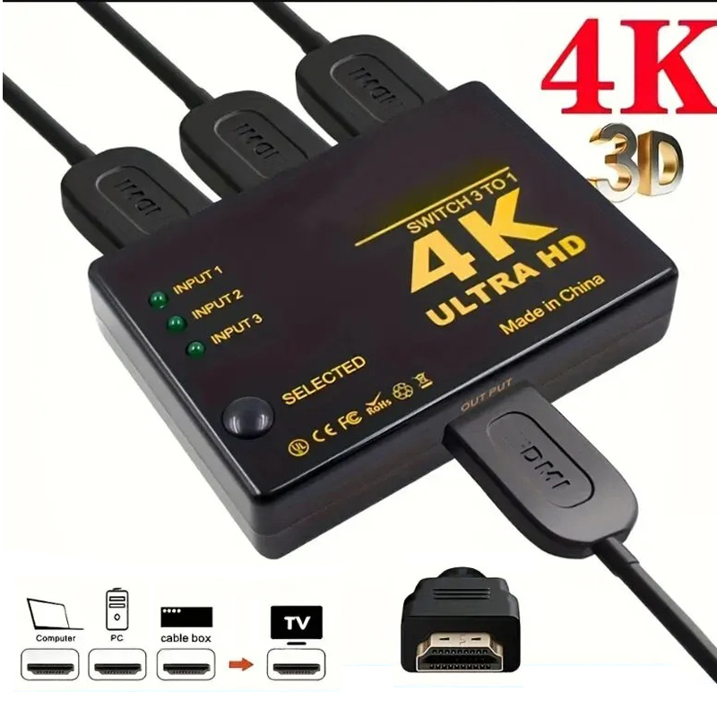 Esports Gaming Hub - HDMI-compatible Switch 4K Switcher 3 in