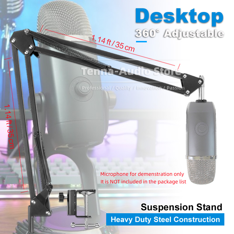 Microphone Arm Boom - Desktop Clamp Suspension Mic Boom Arm