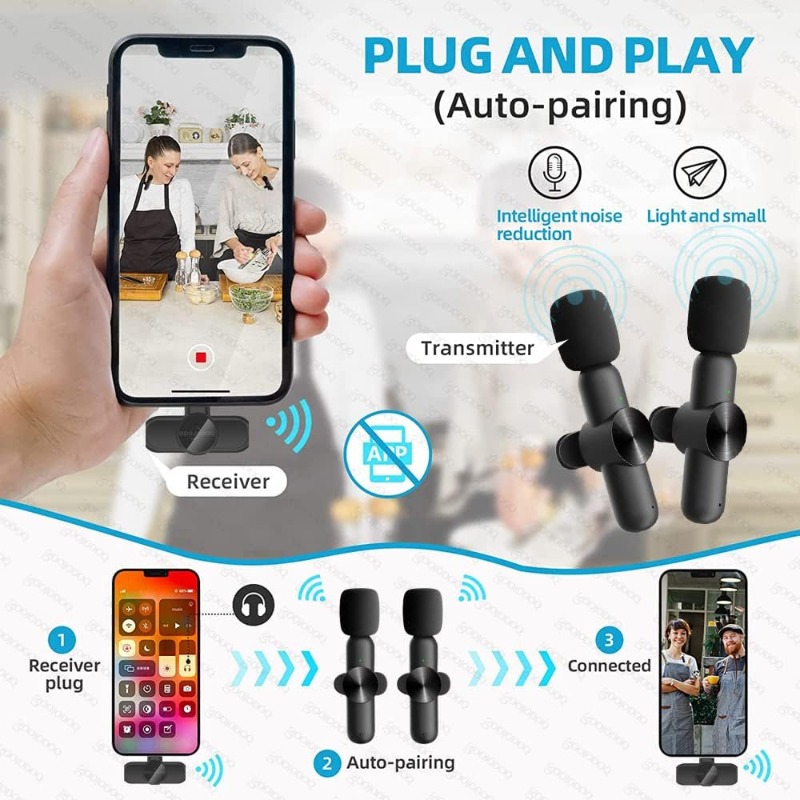 Wireless Lavalier Microphone f - Streaming Mic Condenser ulasan dan harga