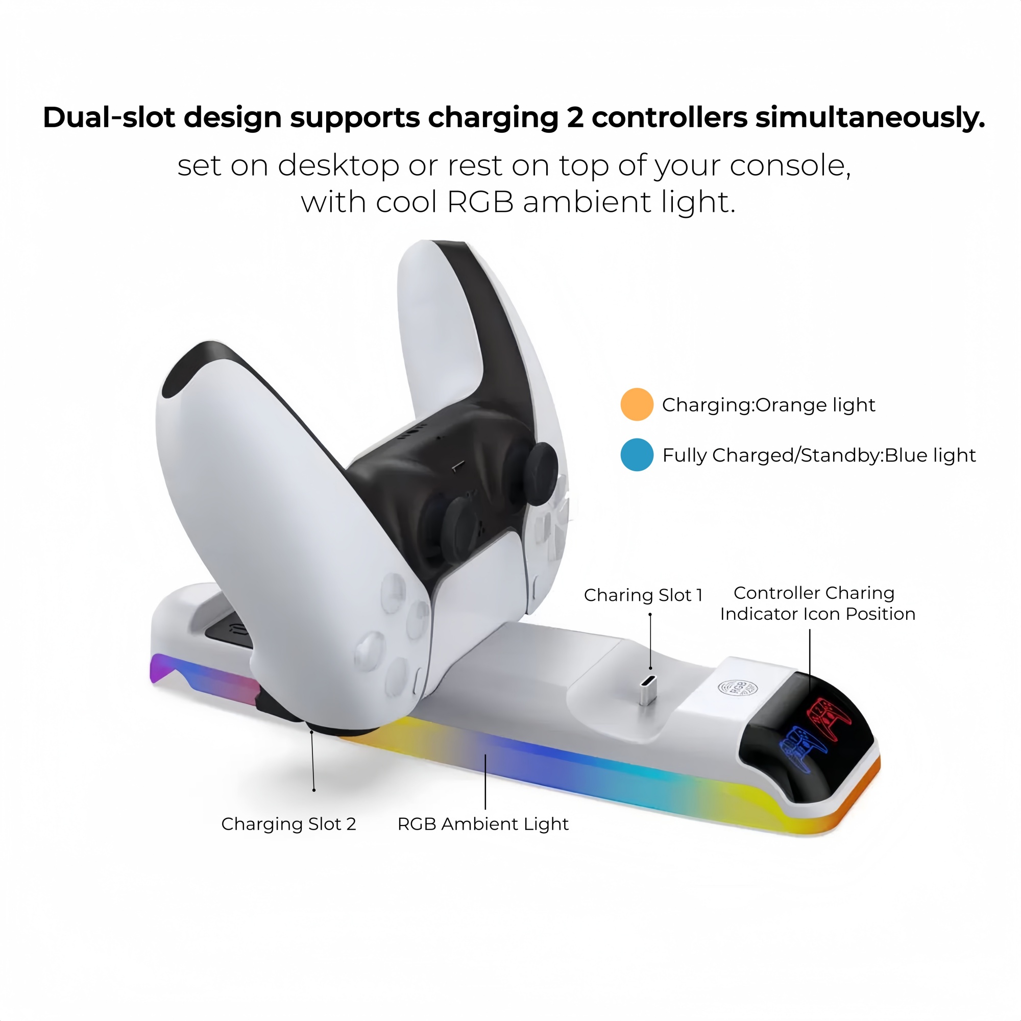 RGB Light Charging Dock For PS - Controller Charging Stand ulasan dan harga