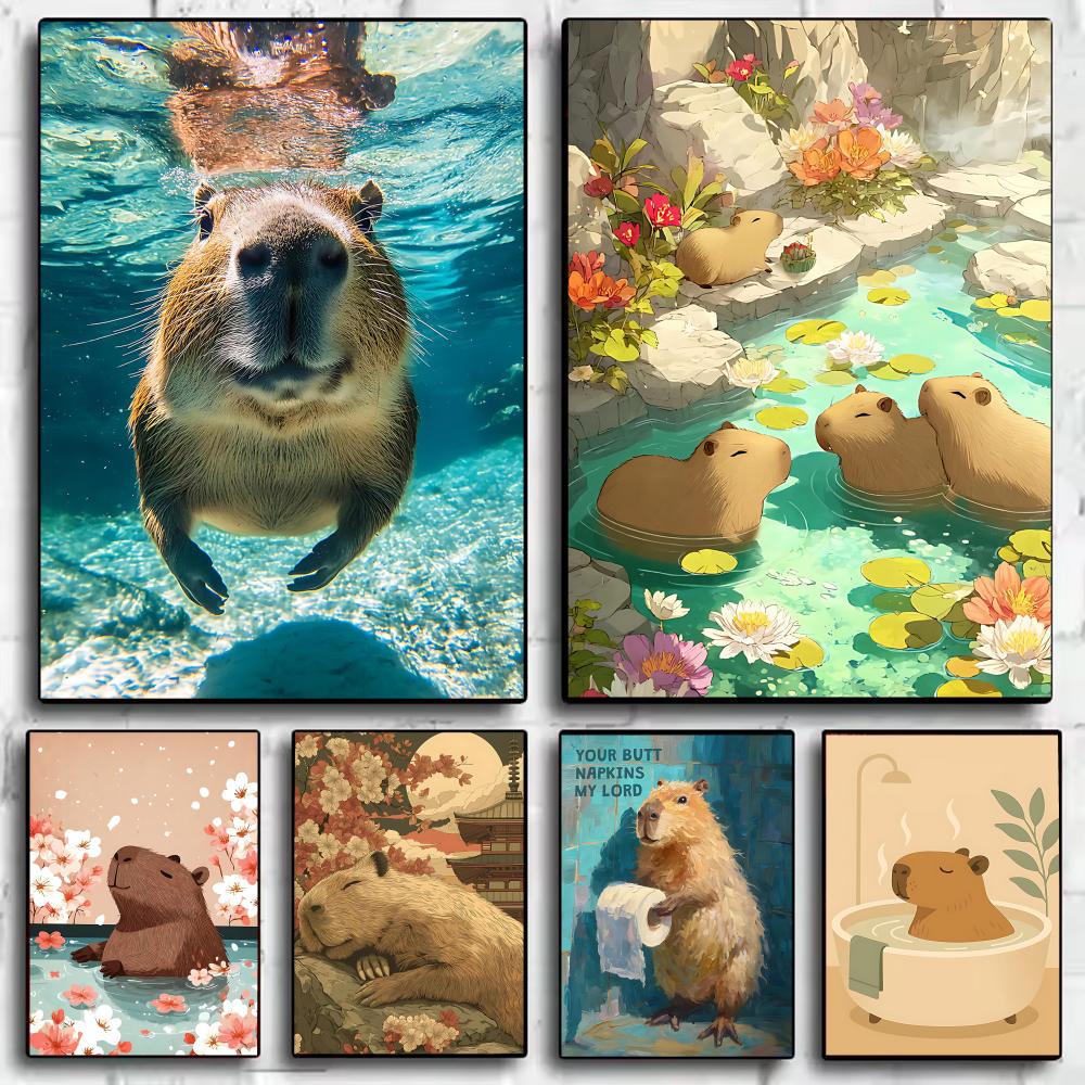 Healing Capybara Poster Art Po - Esports Gaming Wallpaper ulasan dan harga