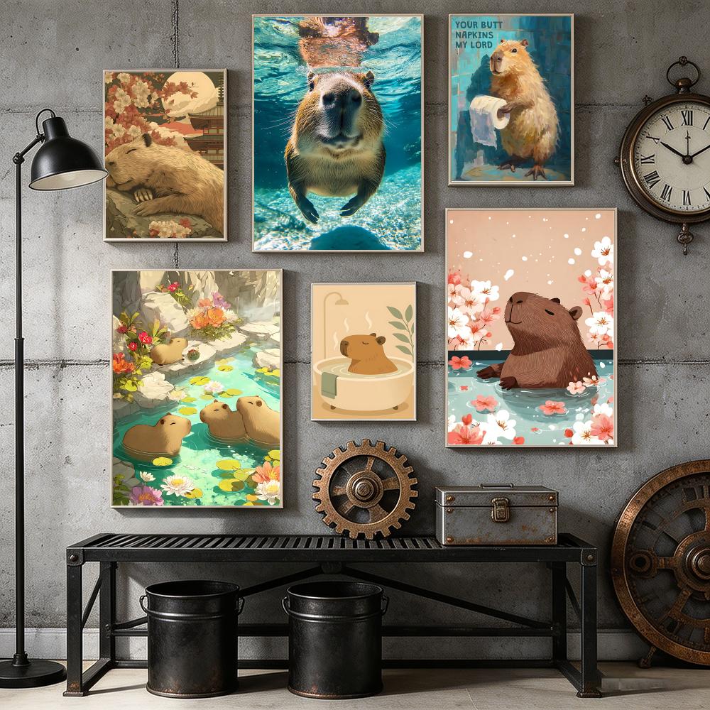 Healing Capybara Poster Art Po - Esports Gaming Wallpaper ulasan dan harga