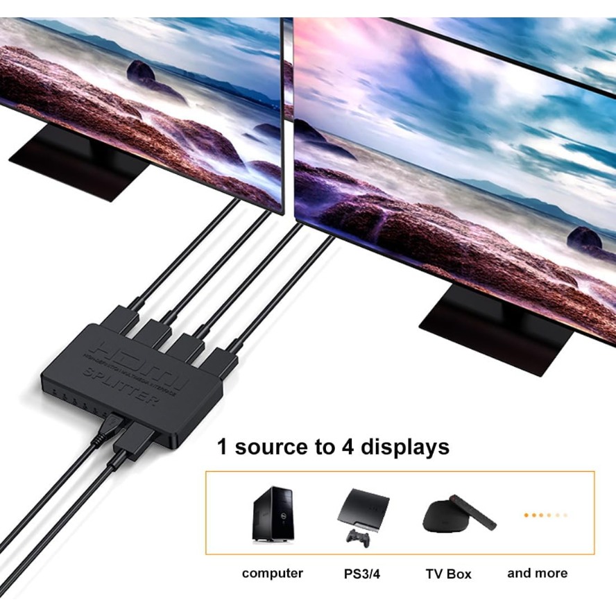 4K HDMI Splitter 1 in 4 Hub Ou - Esports Gaming Hub ulasan dan harga