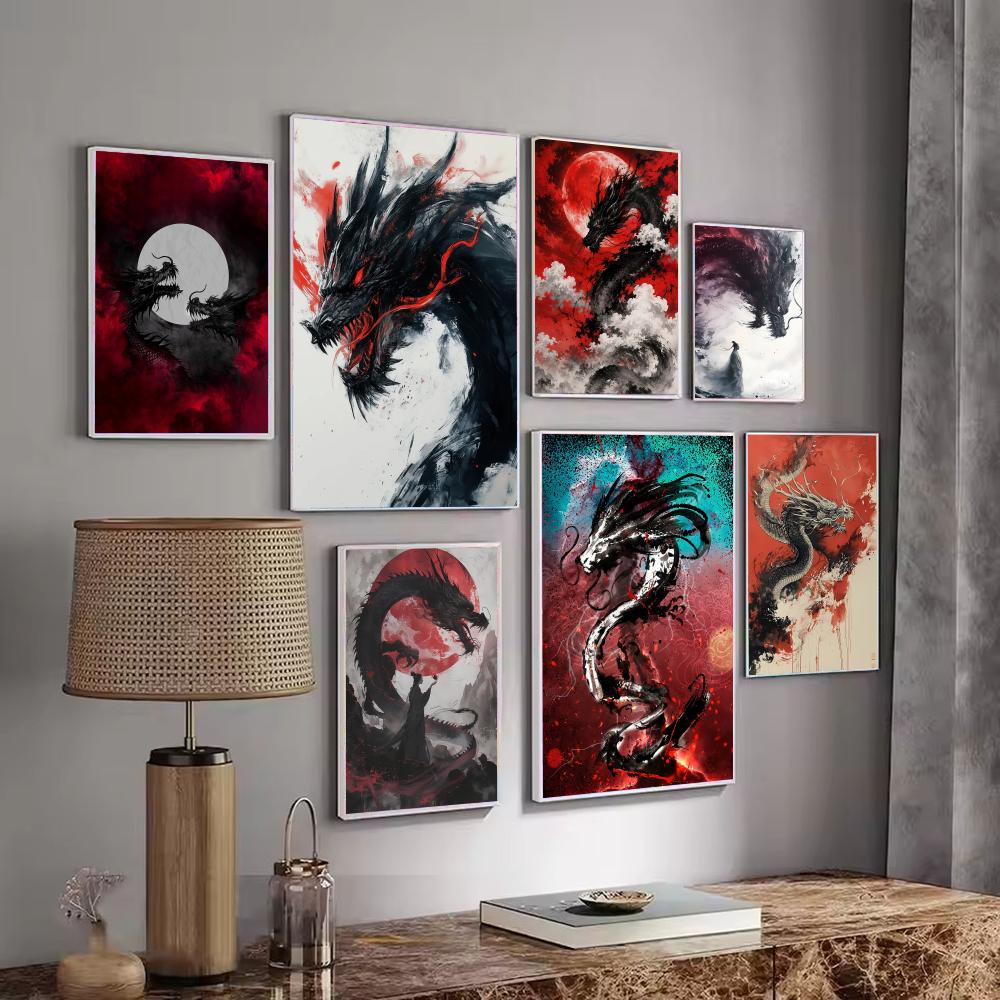 Black Dragon Poster Waterproof - Esports Gaming Wallpaper ulasan dan harga