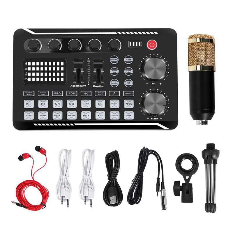 F998 Sound Card Kit,BM-800 Mic - Streaming Mic Condenser ulasan dan harga