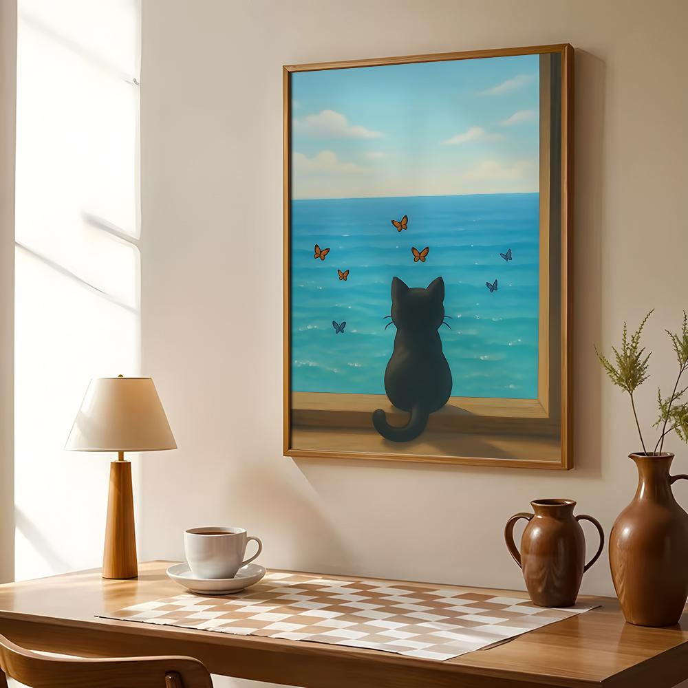 Cat on Beach Poster Wall Art R - Esports Gaming Wallpaper ulasan dan harga