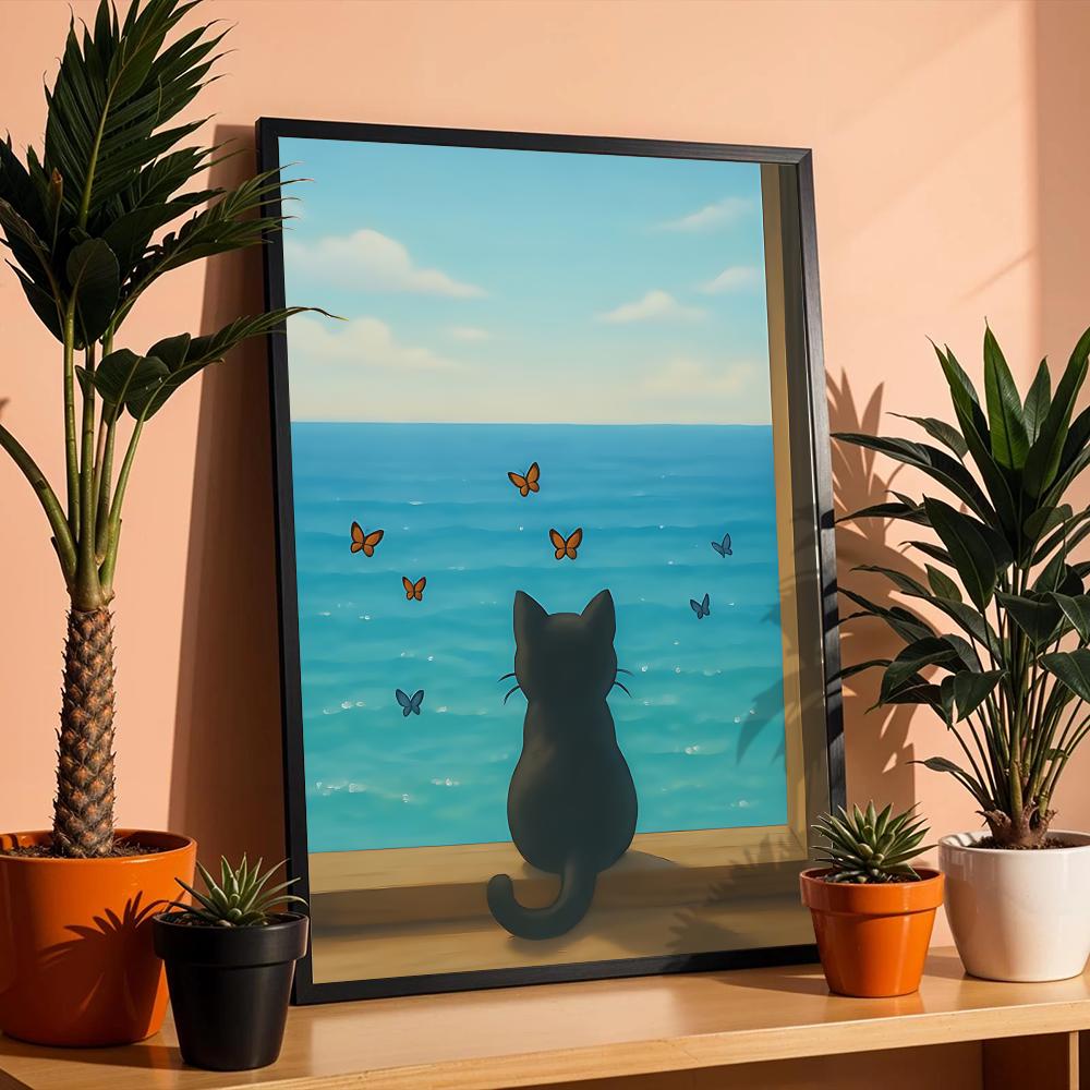 Cat on Beach Poster Wall Art R - Esports Gaming Wallpaper ulasan dan harga